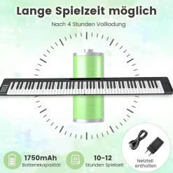 88 Tastatur digitale Keyboard faltbar, Kinder elektrisches Klavier 128 Rhythmen