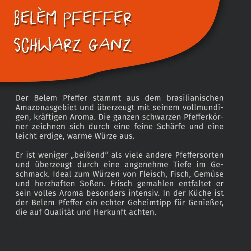 Tasty Pott Belem Pfeffer schwarz ganz - im Beutel