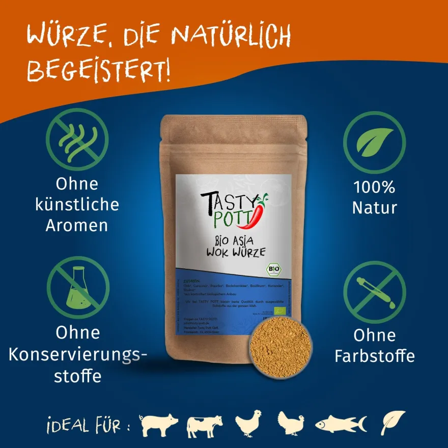 Tasty Pott Bio Asia Wok Würze - 100g Dose
