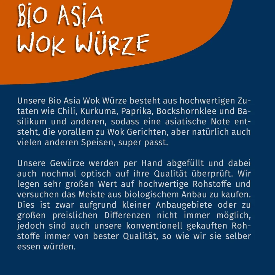 Tasty Pott Bio Asia Wok Würze - 100g Dose