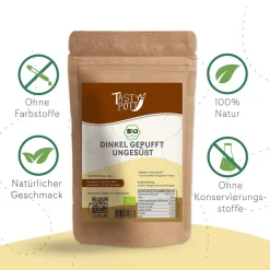 Tasty Pott Bio Dinkel gepufft & ungesüßt - verschiedene Größen im Beutel