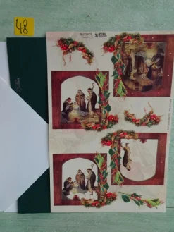 TBZ 3D Bogen geprägt folienverziert Weihnachten Krippe Heilige Familie Mutter Gottes