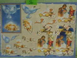 TBZ 3D Bogen geprägt folienverziert Weihnachten Krippe Heilige Familie Mutter Gottes