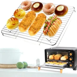 Teamfar Abkühlgitter 2er-Set Edelstahl 24,5x19x1,5cm Braten Backen Grillen