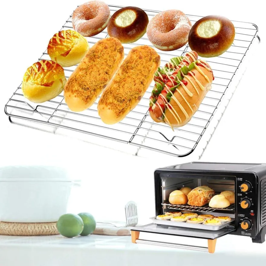 Teamfar Abkühlgitter 2er-Set Edelstahl 24,5x19x1,5cm Braten Backen Grillen
