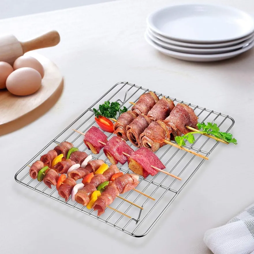 Teamfar Abkühlgitter 2er-Set Edelstahl 24,5x19x1,5cm Braten Backen Grillen