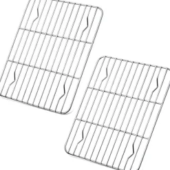 Teamfar Abkühlgitter 2er-Set Edelstahl 24,5x19x1,5cm Braten Backen Grillen