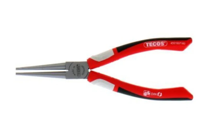 Tecos Rundzange 160 mm 3-Komponenten-Griff Präzisionsarbeiten Zange Rundgriff