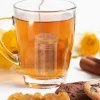 2 Teesieb Edelstahl Tee Infuser Teeei Abtropfschale Gewürzsieb für Teekannen