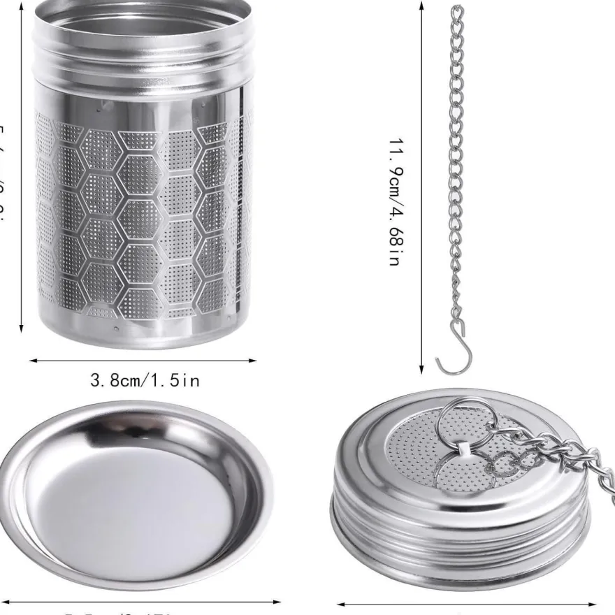 2 Teesieb Edelstahl Tee Infuser Teeei Abtropfschale Gewürzsieb für Teekannen