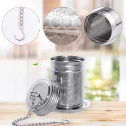 2 Teesieb Edelstahl Tee Infuser Teeei Abtropfschale Gewürzsieb für Teekannen