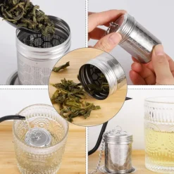 2 Teesieb Edelstahl Tee Infuser Teeei Abtropfschale Gewürzsieb für Teekannen