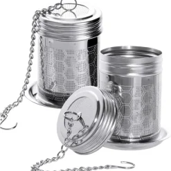 2 Teesieb Edelstahl Tee Infuser Teeei Abtropfschale Gewürzsieb für Teekannen