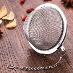 Teesieb 2 Stück 5.5 cm Teeei Edelstahl Kette Teefilter für losen Tee Silber