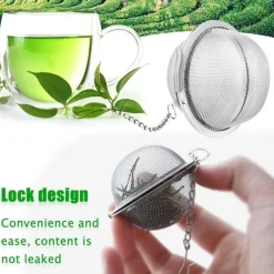 Teesieb 2 Stück 5.5 cm Teeei Edelstahl Kette Teefilter für losen Tee Silber