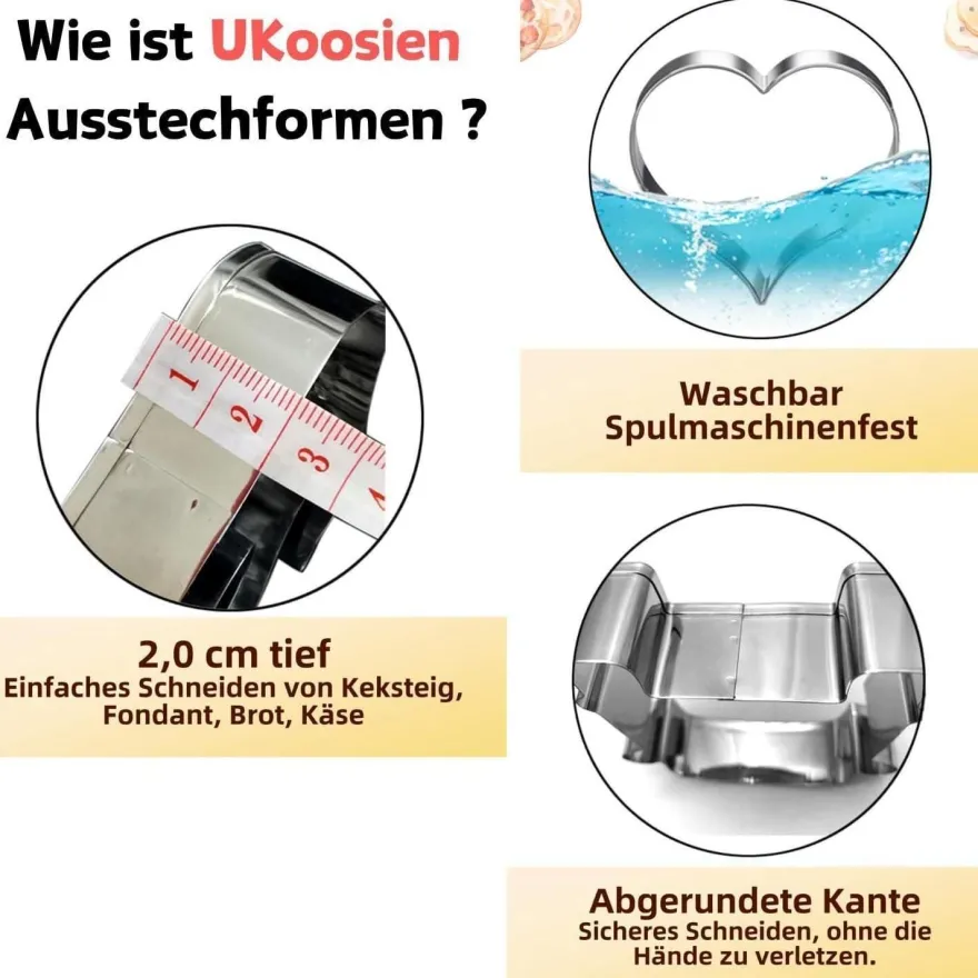 10-teiliges Kommunion Keksausstecher Set Taube Fisch Engel Kreuz Kelch