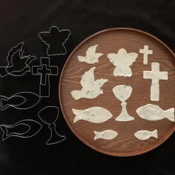 10-teiliges Kommunion Keksausstecher Set Taube Fisch Engel Kreuz Kelch