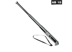 Teleskopschlagstock 13 Zoll/ 32 cm silber/chrom mit Clip und Handschlaufe
