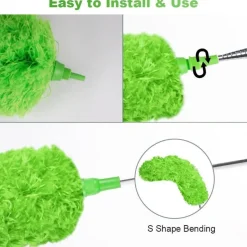 Teleskop Staubwedel Mikrofaser Waschbar Stange Ausziehbar 242 cm Grün