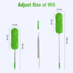 Teleskop Staubwedel Mikrofaser Waschbar Stange Ausziehbar 242 cm Grün