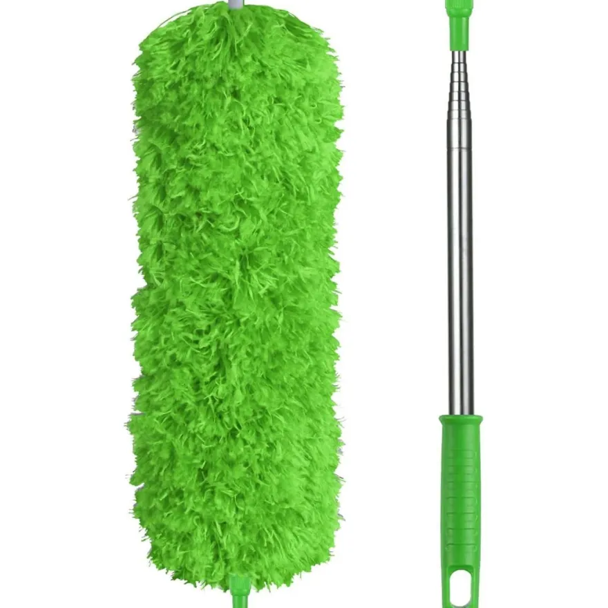 Teleskop Staubwedel Mikrofaser Waschbar Stange Ausziehbar 242 cm Grün