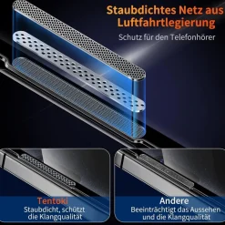 Tentoki Sichtschutz Panzerglas für iPhone 15 Pro (6,1 Zoll) - 2 Stück, 25°