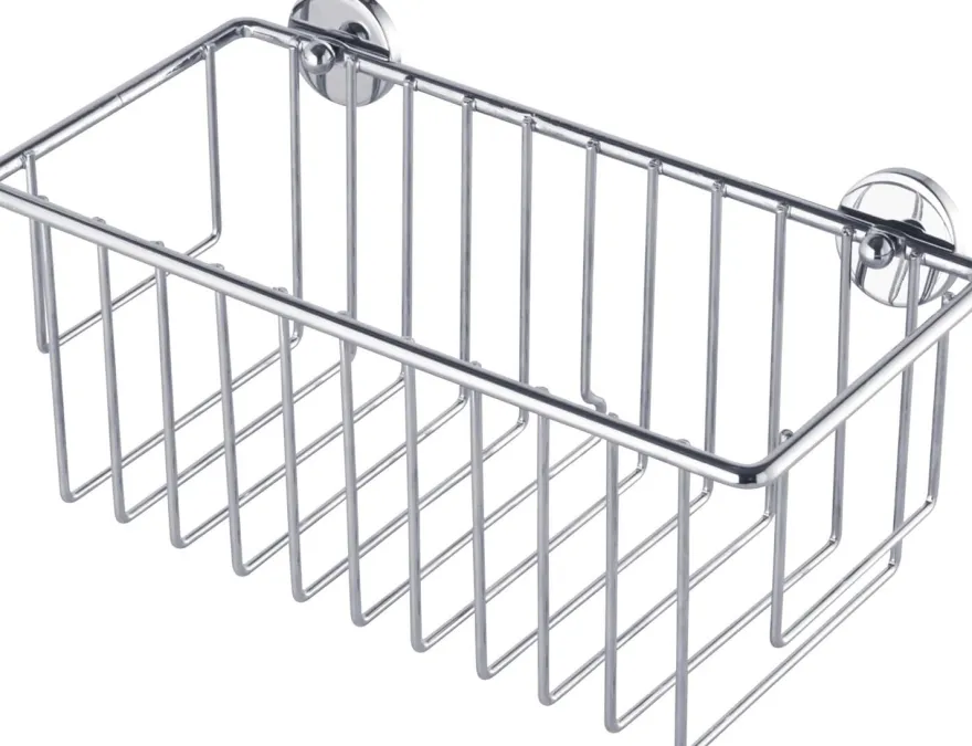 tesa baath Plus Duschablage Chrom, extratiefer Boden, inkl. Klebelösung, 117mm x 250m