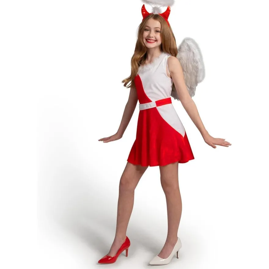 Teufel Engel Kostüm Mädchen Halloween Heavenly Devil Deluxe Tween Kleid