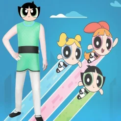 The Powerpuff Girls Cosplay Jumpsuit Kinder Halloween Onesie Kostume Bodysuit Bubbles