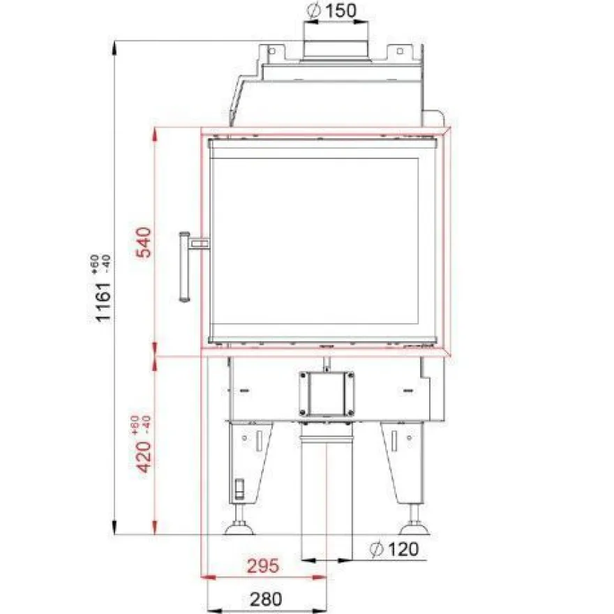 Therm 6CL Eckkamineinsatz Linksverglast 6kW