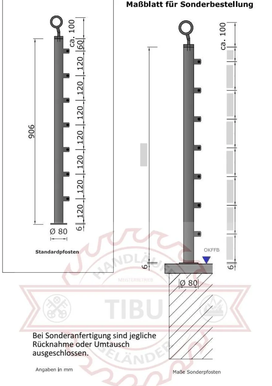 TIBU Geländer Edelstahl V2A Aufmontage Treppe Balkon Terrasse Brüstung Handlauf