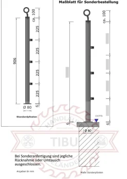 TIBU Geländer Edelstahl V2A Aufmontage Treppe Balkon Terrasse Brüstung Handlauf