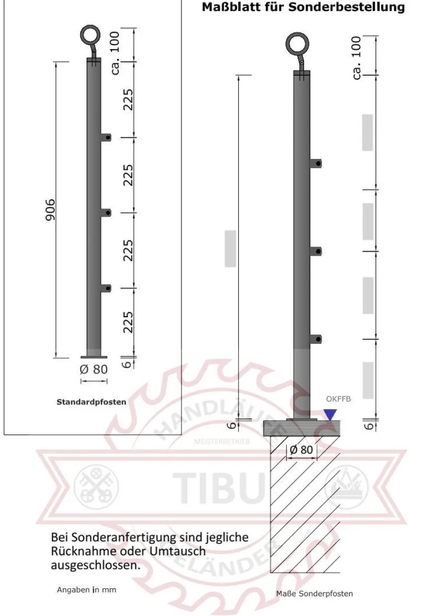 TIBU Geländer Edelstahl V2A Aufmontage Treppe Balkon Terrasse Brüstung Handlauf