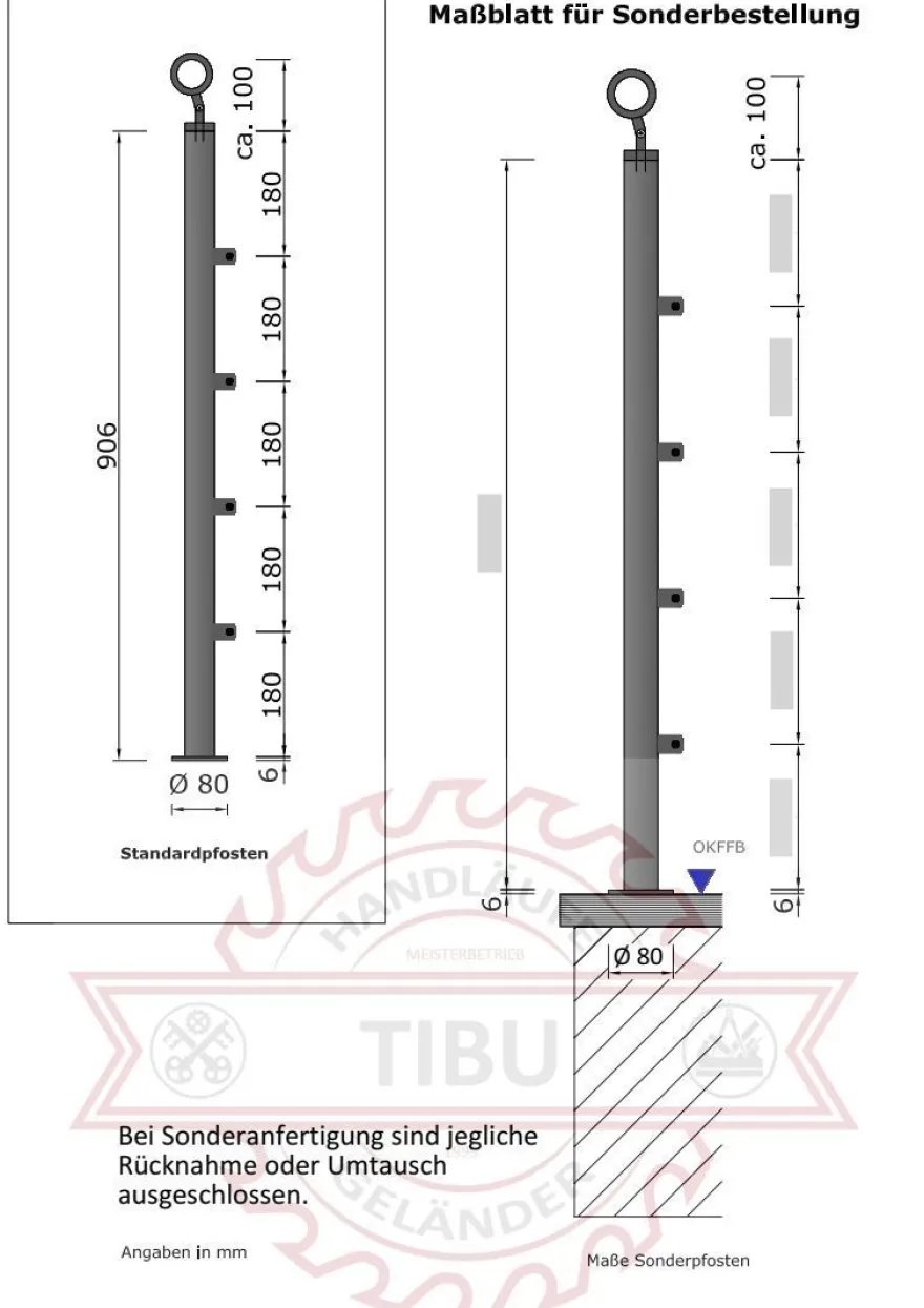 TIBU Geländer Edelstahl V2A Aufmontage Treppe Balkon Terrasse Brüstung Handlauf