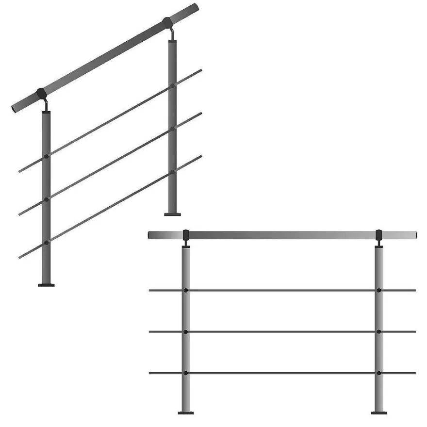 TIBU Geländer Edelstahl V2A Aufmontage Treppe Balkon Terrasse Brüstung Handlauf