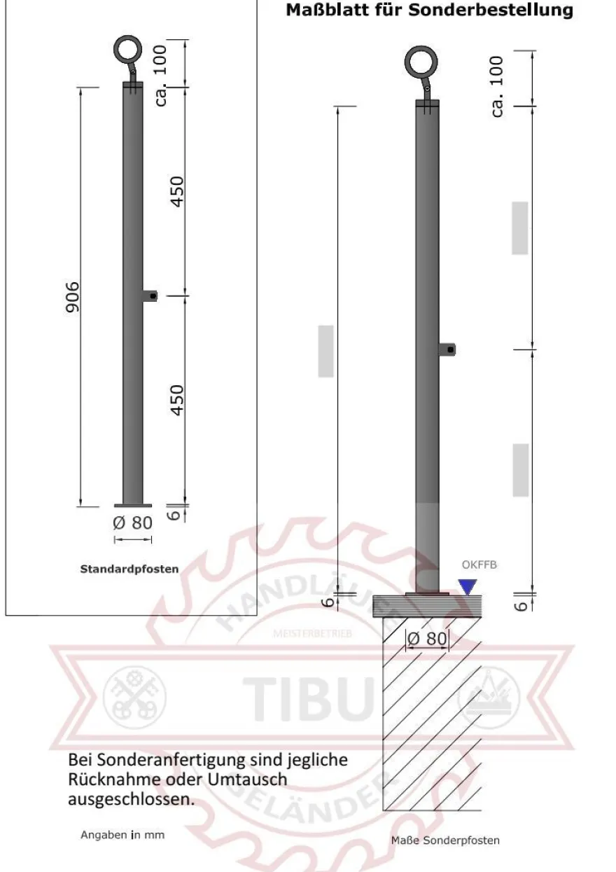 TIBU Geländer Edelstahl V2A Aufmontage Treppe Balkon Terrasse Brüstung Handlauf