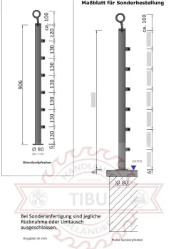 TIBU Geländer Edelstahl V2A Aufmontage Treppe Balkon Terrasse Brüstung Handlauf
