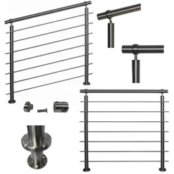 TIBU Geländer Edelstahl V2A Aufmontage Treppe Balkon Terrasse Brüstung Handlauf
