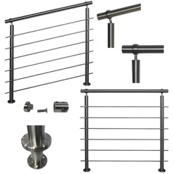 TIBU Geländer Edelstahl V2A Aufmontage Treppe Balkon Terrasse Brüstung Handlauf