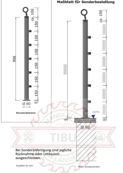 TIBU Geländer Edelstahl V2A Aufmontage Treppe Balkon Terrasse Brüstung Handlauf