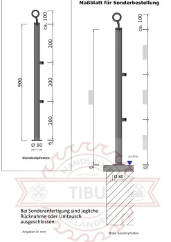 TIBU Geländer Edelstahl V2A Aufmontage Treppe Balkon Terrasse Brüstung Handlauf