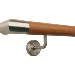 TIBU Kirsche Handlauf Holz Ø 42 mm Geländer Treppe gewinkelte Edelstahl Halter V2A