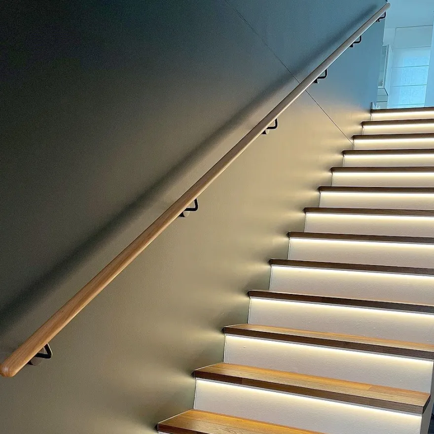 TIBU Kirsche Handlauf Holz Ø 42 mm Geländer Treppe gewinkelte Edelstahl Halter V2A