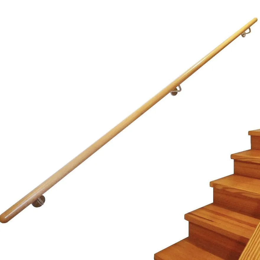 TIBU Kirsche Handlauf Holz Ø 42 mm Geländer Treppe gewinkelte Edelstahl Halter V2A