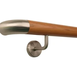 TIBU Kirsche Handlauf Holz Ø 42 mm Geländer Treppe gewinkelte Edelstahl Halter V2A
