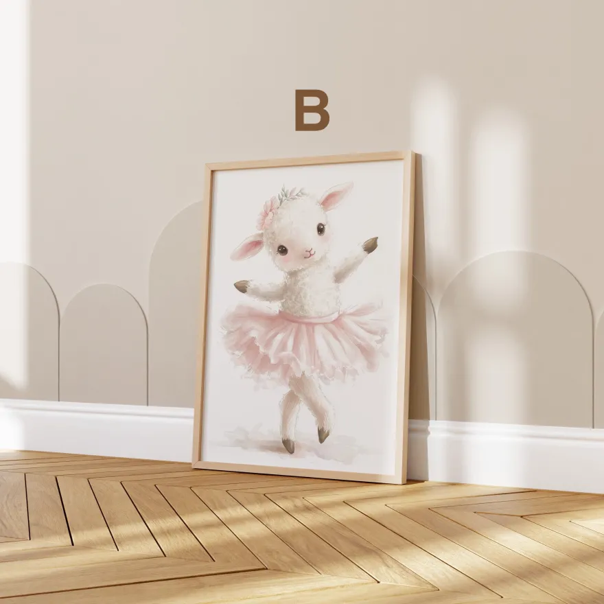 Tiere Kinderzimmer Süß Aquarell Hase Schaf Schildkröte Eichhörnchen Poster