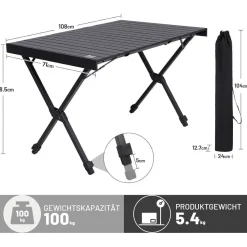 TIMBER RIDGE Campingtisch Klappbar, Höhenverstellbar, Tragbar Aluminium mit