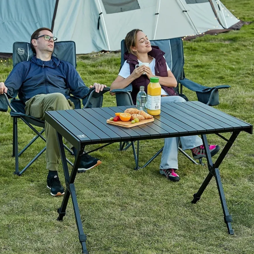 TIMBER RIDGE Campingtisch Klappbar, Höhenverstellbar, Tragbar Aluminium mit
