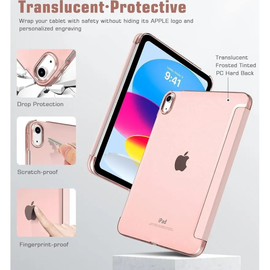 TiMOVO Hülle für iPad 11. / 10. Generation, Rosagold, Transluzent Hart PC