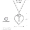 TINGN 14K Gold/Weißgold Herz Anhänger Halskette Zirkonia Buchstaben Kette Silber